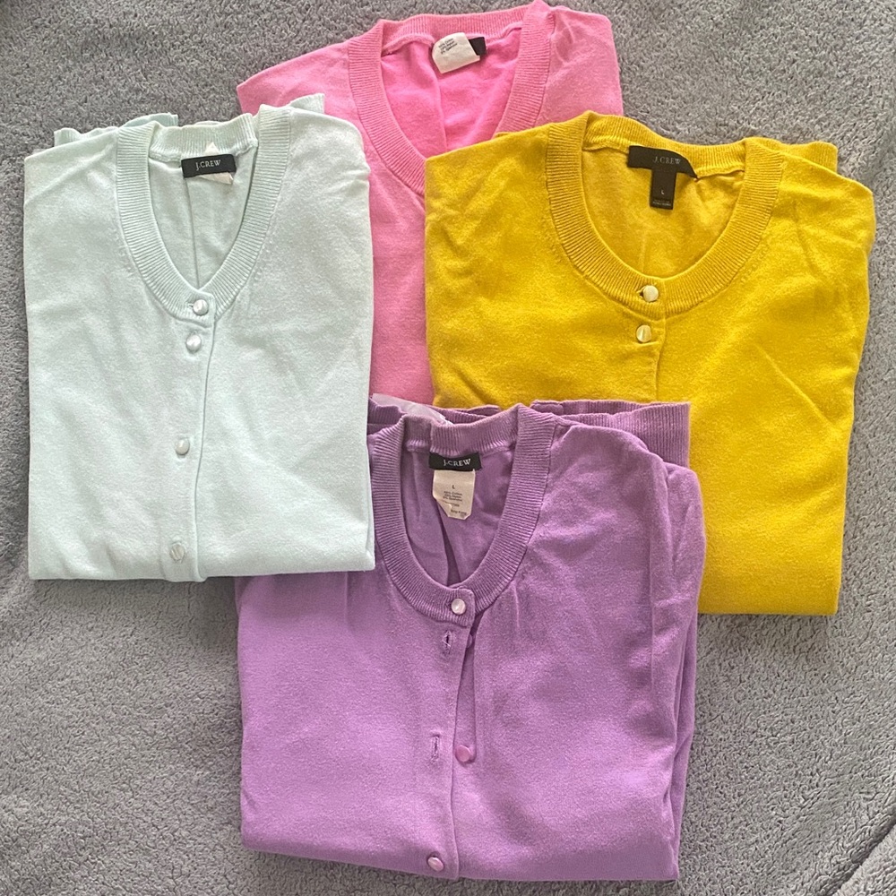 J. Crew Women's Cardigan Set - Light Green, Pink, Yellow, Purple